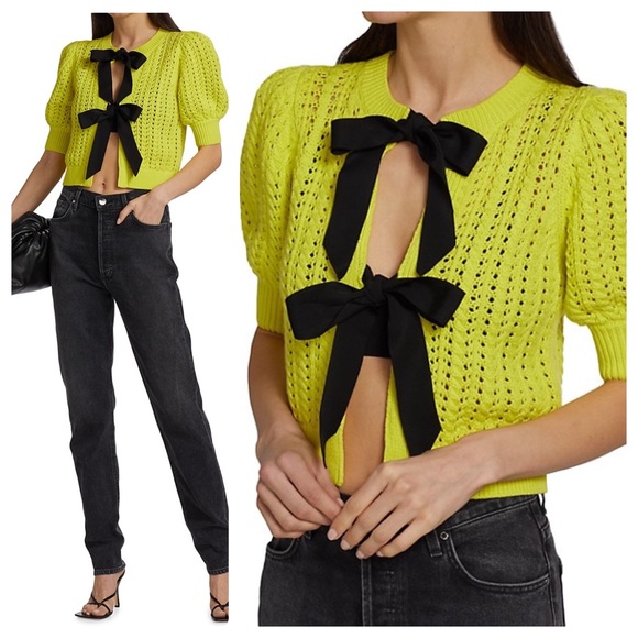 Alice + Olivia Sweaters - ALICE + OLIVIA Kitty Puff-Sleeve Cardigan